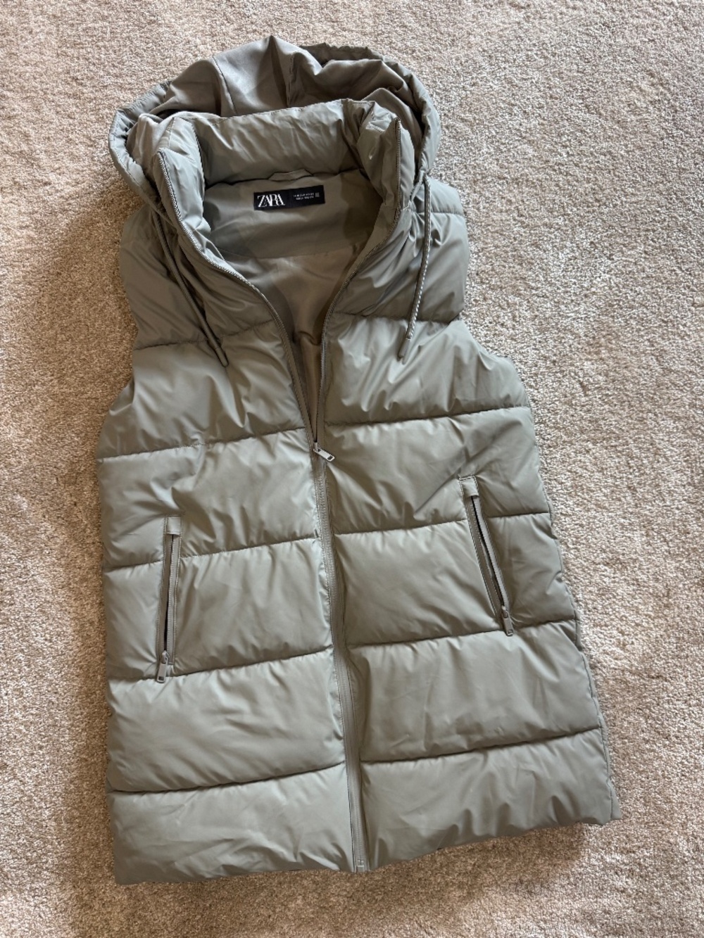 zara puff hooded vest